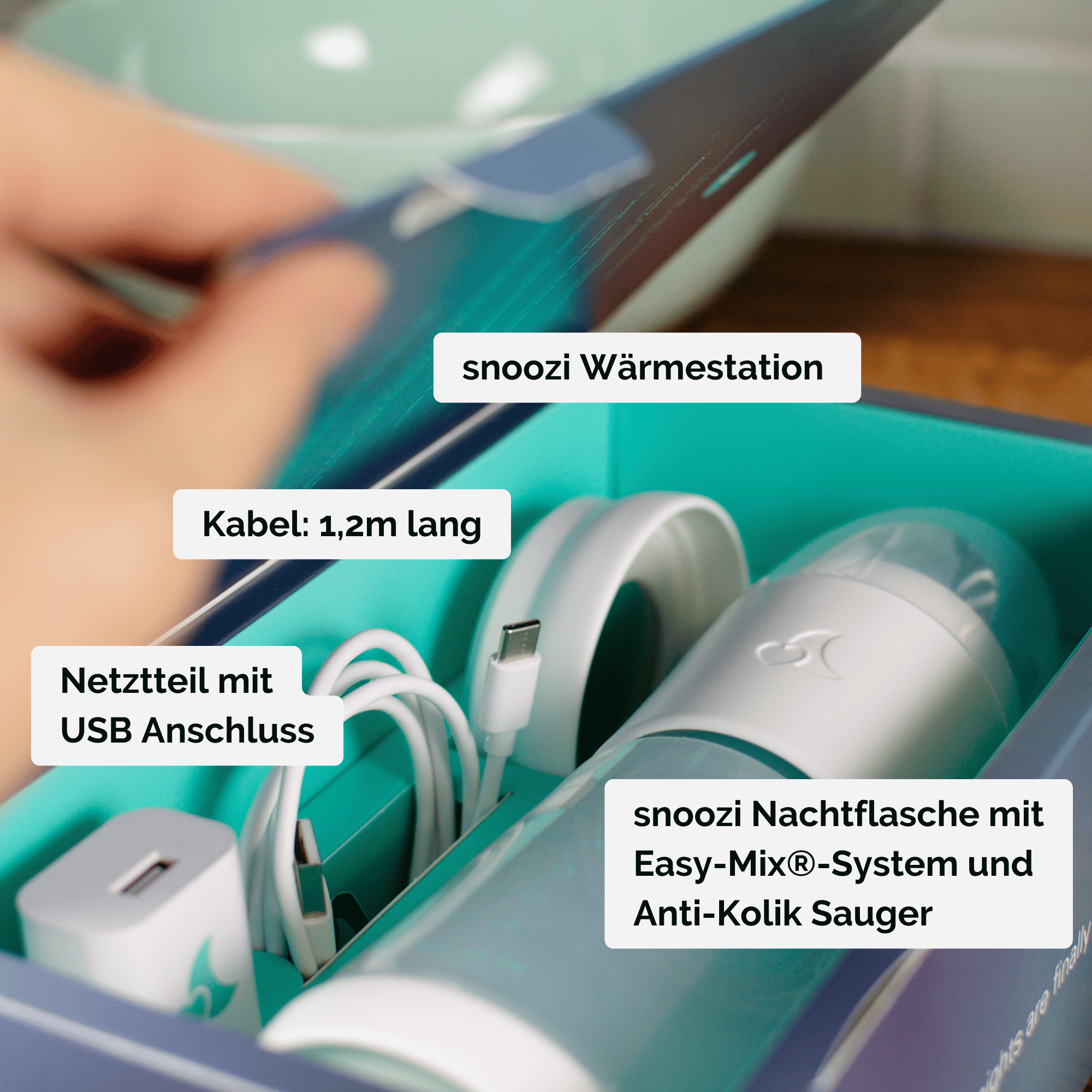snoozi Set: Nachtflasche mit Flaschenwärmer