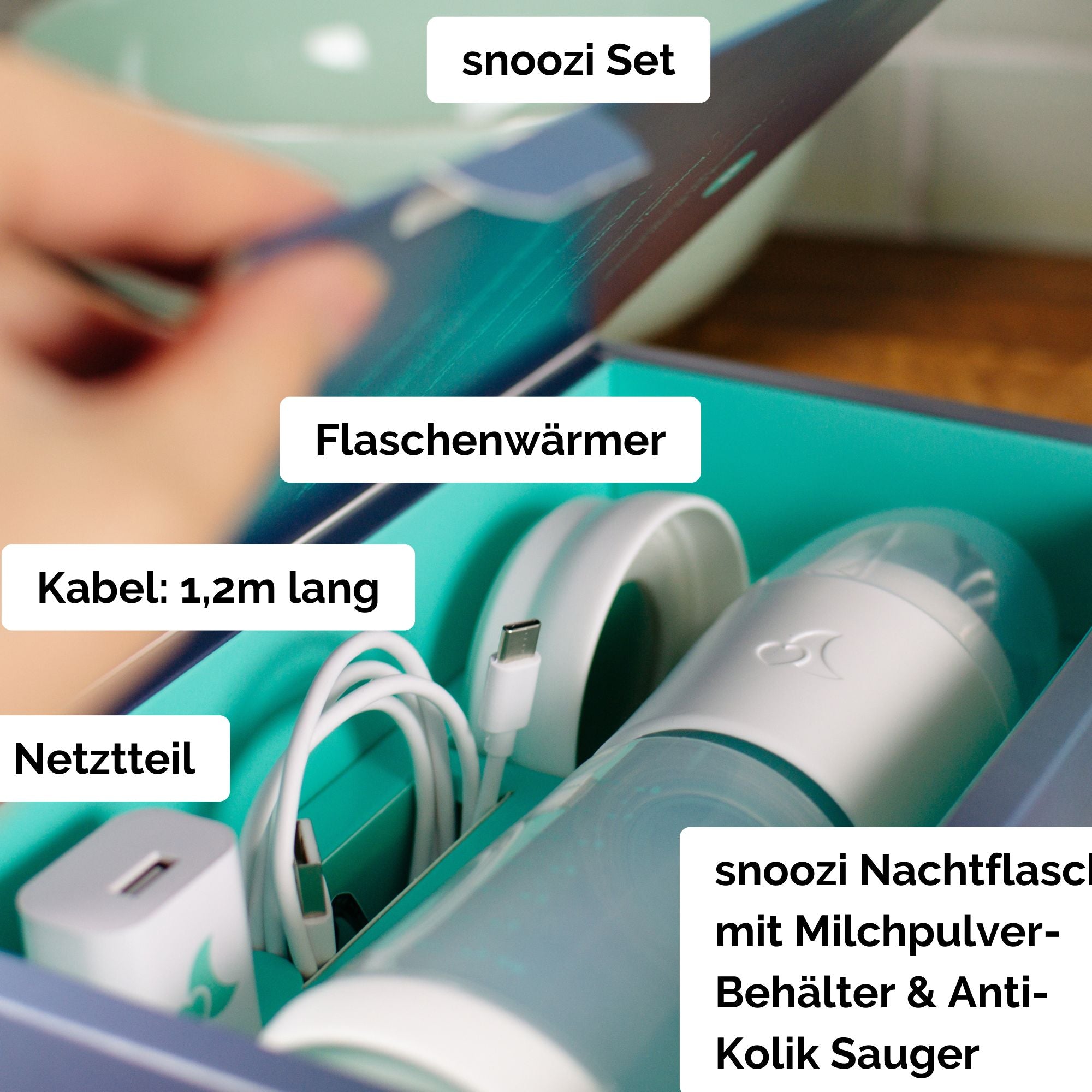 snoozi Set: Nachtflasche mit Flaschenwärmer