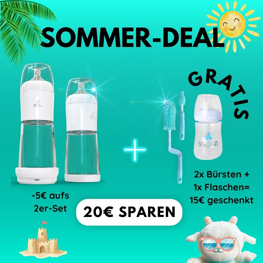 SOMMER-DEAL: snoozi 2er-Set + 2x Flaschenbürsten + 1x Tagflasche GRATIS