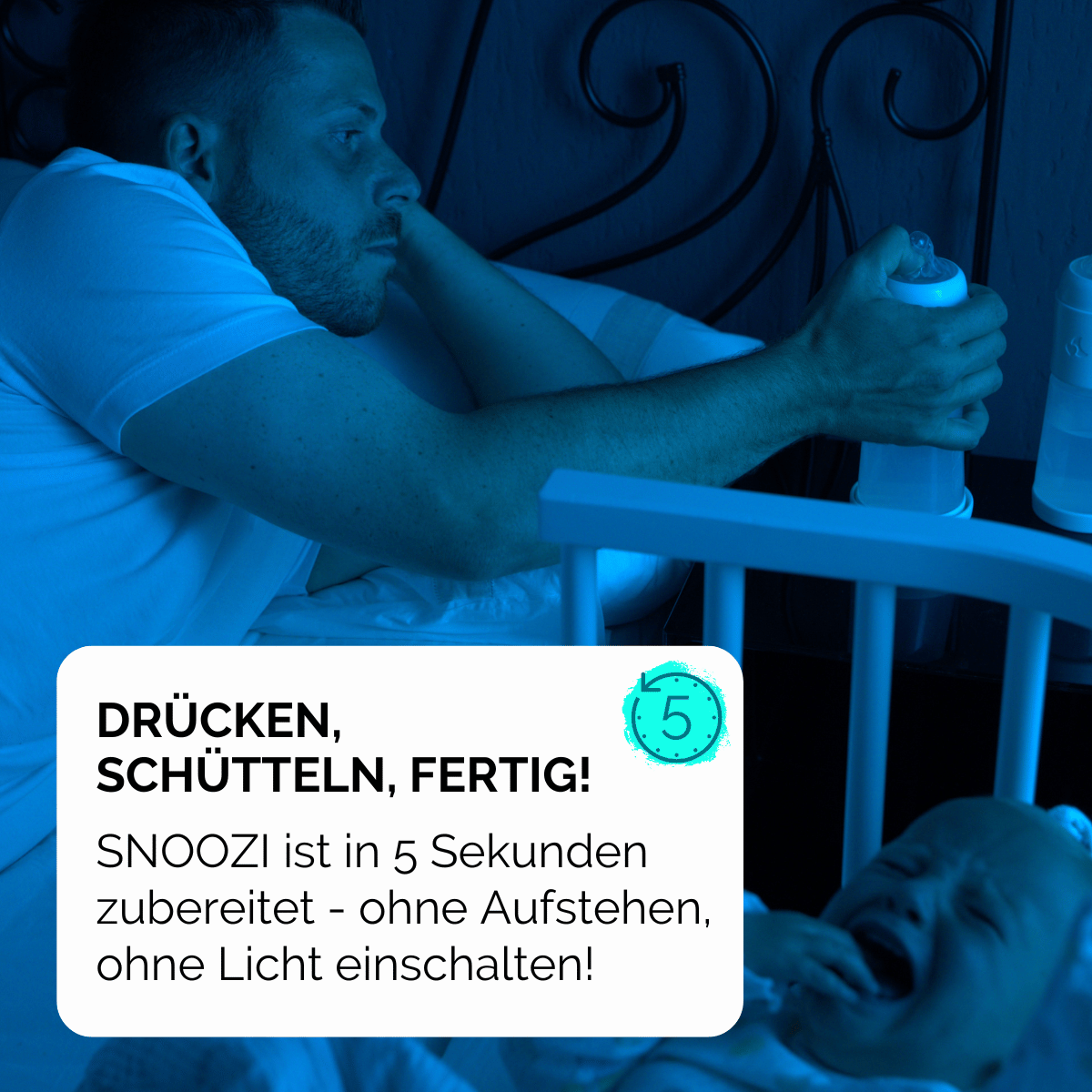 drücken, schütteln, fertig