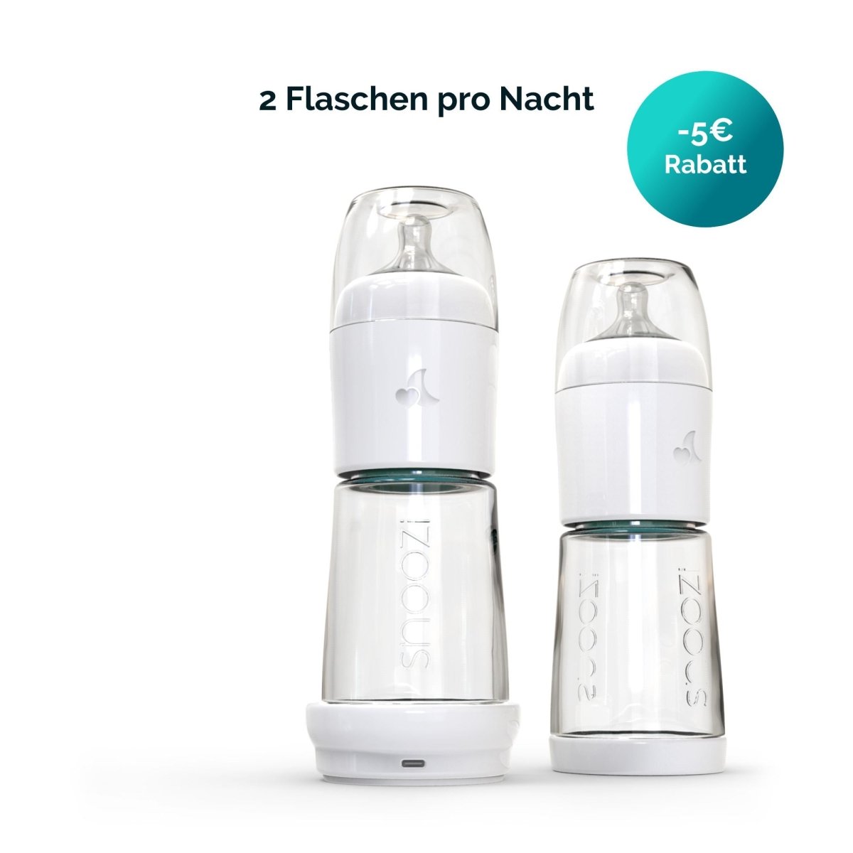 snoozi Set: Nachtflasche mit Flaschenwärmer - Snoozi