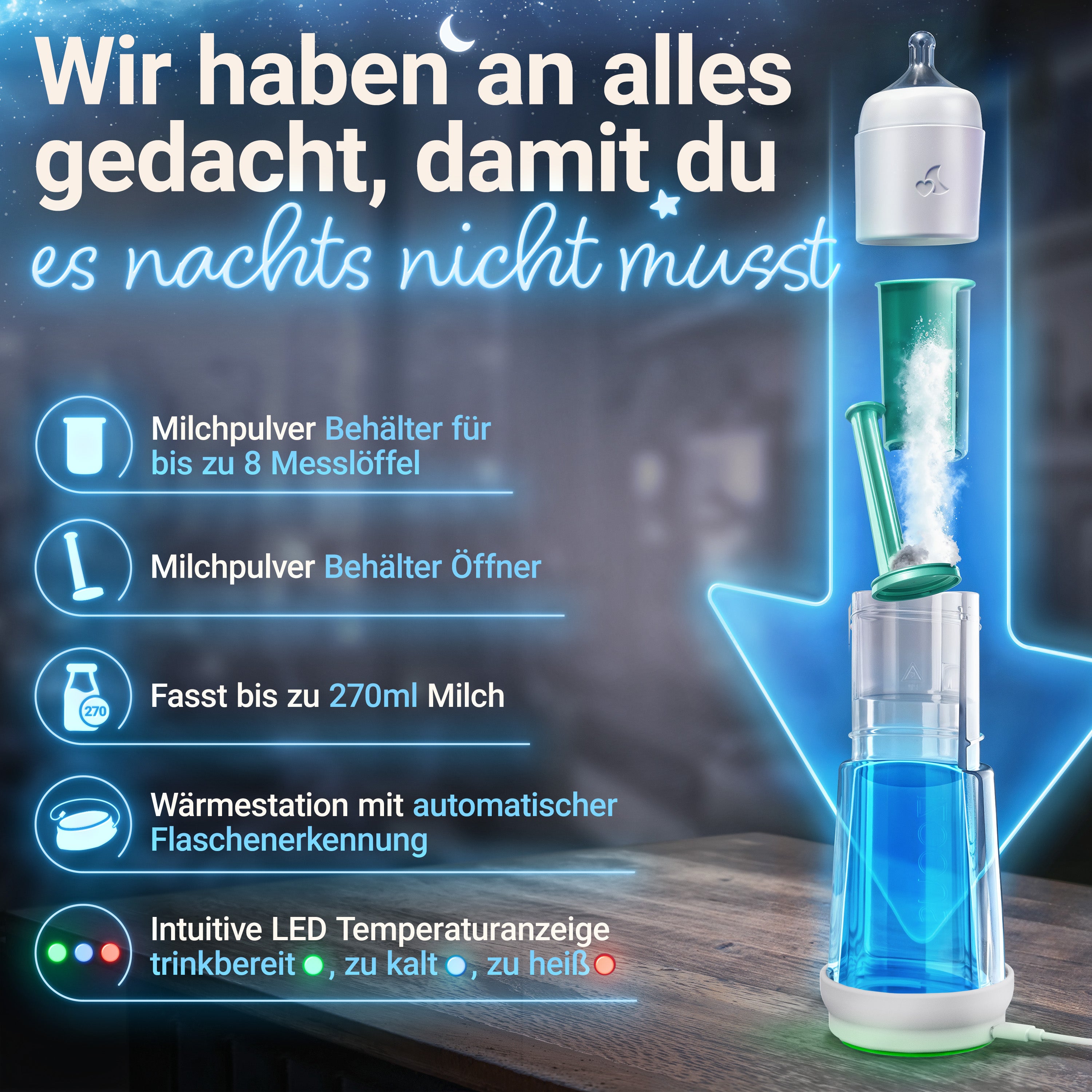 snoozi Set: Nachtflasche mit Flaschenwärmer