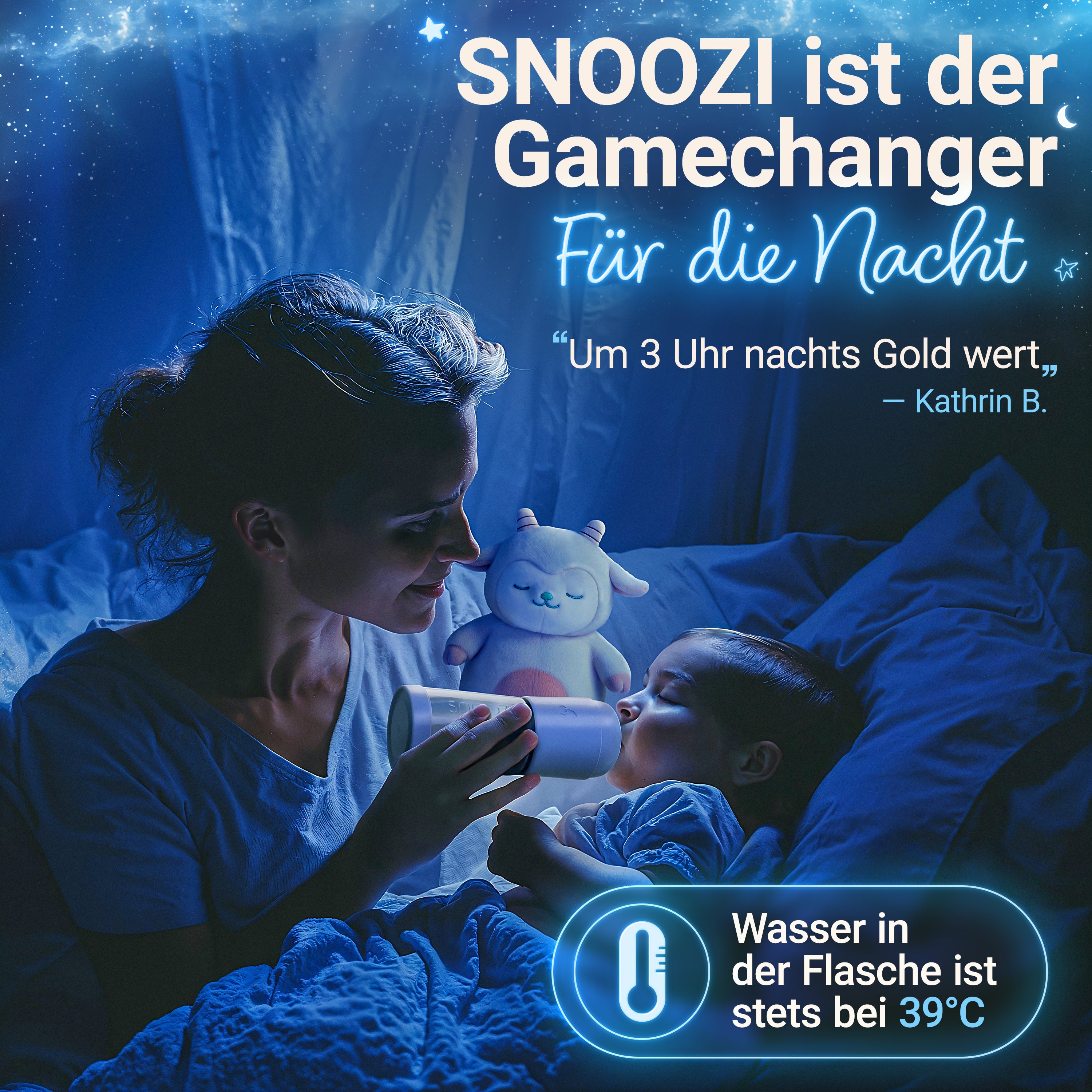 snoozi Set: Nachtflasche mit Flaschenwärmer