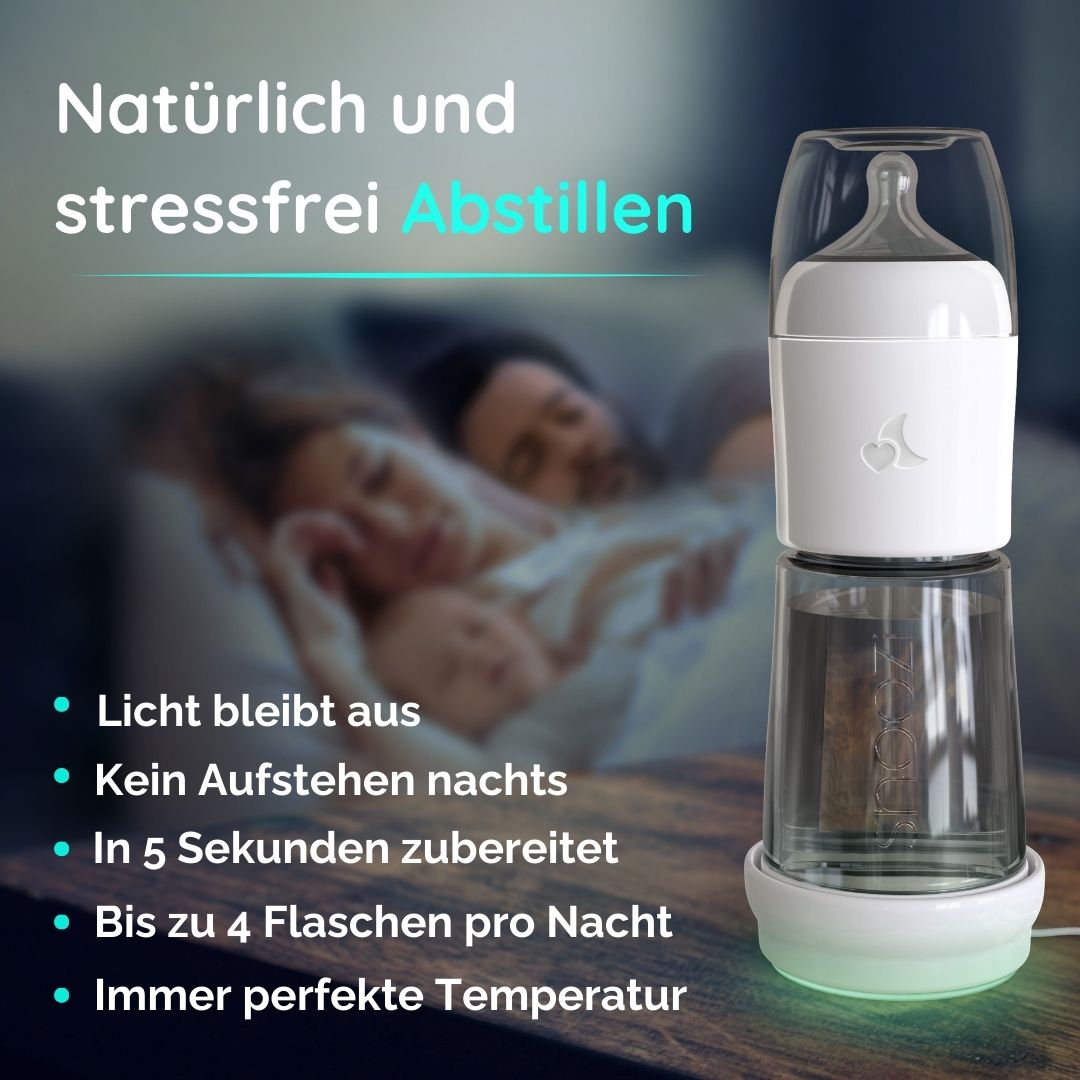 snoozi Nachtflasche mit Wärmer - perfekte Hilfe zum stressfreien Abstillen