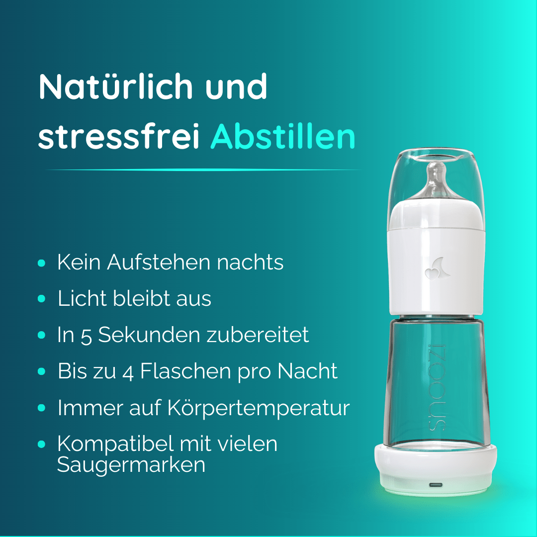 snoozi Nachtflasche mit Flaschenwärmer - perfekte Hilfe zum stressfreien Abstillen - Snoozi